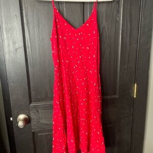 GAP Red Floral-Print Slip Dress
